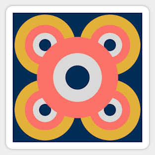 Retro flower of circles - coral Sticker